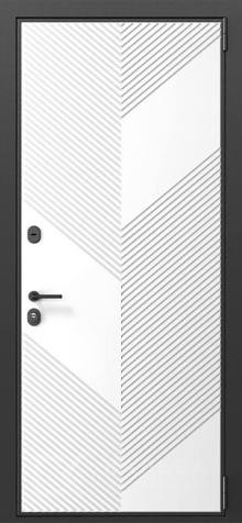 Фото «Металлическая дверь белая геометрия с диагональными линиями и аркой №375»